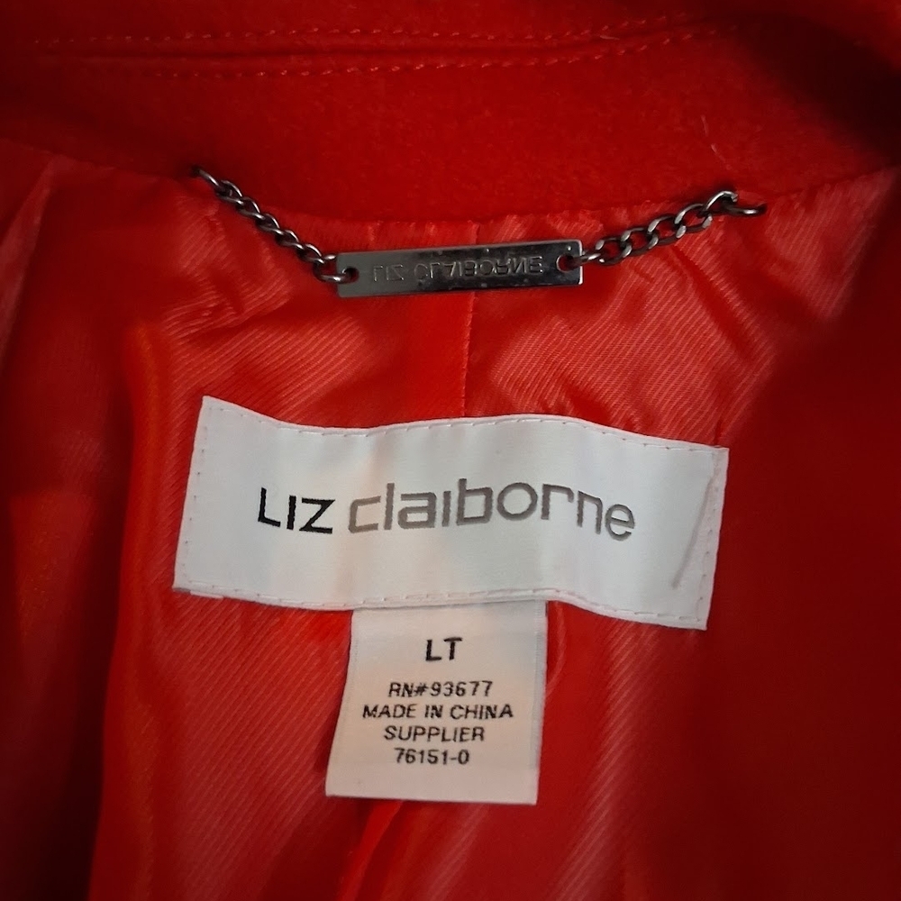 Liz Claiborne Bold Red Wool Coat - Picture 3 of 9